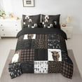 thumbnail image 2 of Manfei Cute Highland Cow 7-Piece Twin Bedding Sets,Brown Leopard Print Bedding Comforter Set,Patchwork Geometric Plaid Sheet Sets For Girls Boys,Breathable Home Decor Reversible, 2 of 8