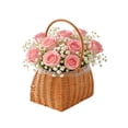 thumbnail image 5 of FSAGAE Oval Woven Storage Basket 19x14.5x13 cm with Handle for Home Garden and Decor Brown`, 5 of 5