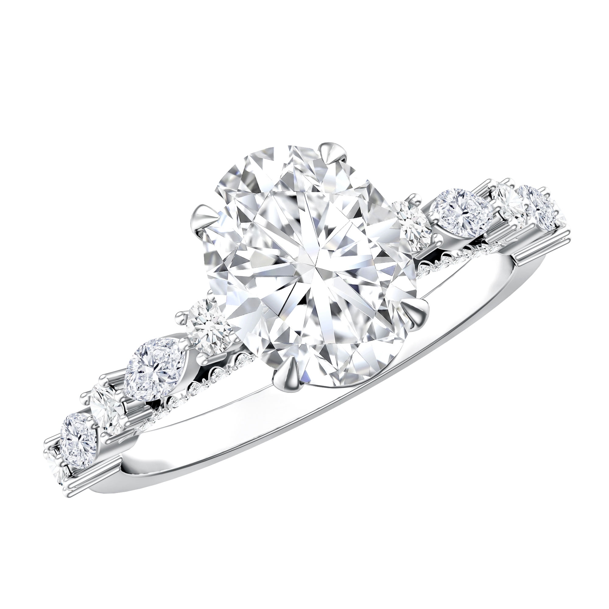 Rosec Jewels 2 Carat Lab Grown Diamond Oval Engagement Ring for Women - IGI Certified Diamond Ring for Women (E-VS1 Quality), 925 Sterling Silver, US 4.00