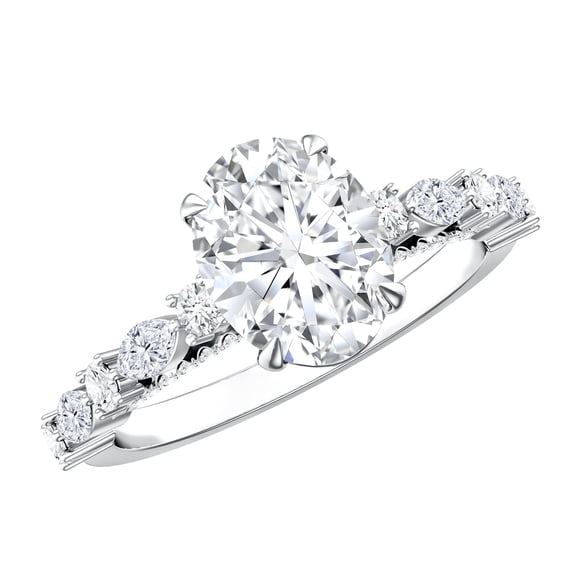 Rosec Jewels 2 Carat Lab Grown Diamond Oval Engagement Ring for Women - IGI Certified Diamond Ring for Women (E-VS1 Quality), 925 Sterling Silver, US 4.00
