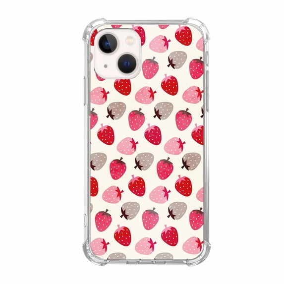 Red Strawberry Case for iPhone 13 Mini,Aesthetic Art Design Pattern Soft TPU Bumper Case Cover