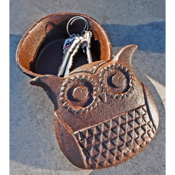 Cast Iron Whimsical Night Owl Small Decorative Jewelry Trinket Box Figurine