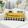 thumbnail image 2 of Hello Summer Sunflower Pillow Covers 12x20 Inch Black and White Buffalo Check Plaid Home Decor Throw Pillow Cases Yellow Floral Farmhouse Outdoor Sofa Couch Cushion Cover, 2 of 6