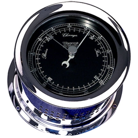 8" Silver and Black Contemporary Adjustable Round Barometer