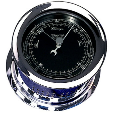 8" Silver and Black Contemporary Adjustable Round Barometer