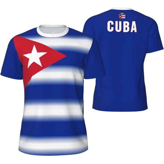Cuba Flag Gradation T-Shirt Sports Jerseys for Running Soccer Tennis Fitness