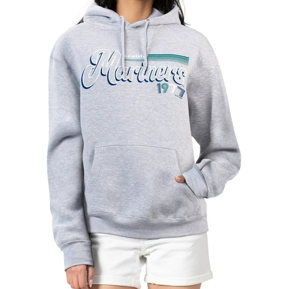 Women's Starter Gray Seattle Mariners Groovy Script Team Fleece Pullover Hoodie