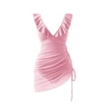 thumbnail image 7 of CHGBMOK Womens One Piece Swimsuits Sexy V Neck Sleeveless Backless Ruffles Suits Mesh Fitted Side Slit Swimwear, 7 of 7