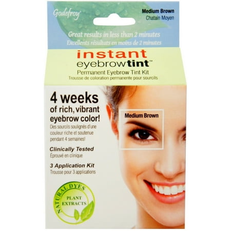 2 Pack - Godefroy Instant Eyebrow Tint Natural Plant Based Dyes, Medium Brown 3 (Best Eyebrow Peel Off Tint)