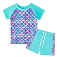 thumbnail image 3 of Esaierr Girls Swimsuits Short-Sleeved Shorts 2 Piece Printed T-Shirt Bathing Suit for 4-12Y, 3 of 6