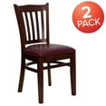 thumbnail image 3 of BizChair 2 Pk. Vertical Slat Back Mahogany Wood Restaurant Chair - Burgundy Vinyl Seat, 3 of 8