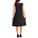 thumbnail image 3 of Vestido de trabajo con cintura ajustable INSPIRE CHIC para mujer, vestido midi sin mangas de cuello barco, color negro, 3 of 6