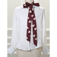 thumbnail image 5 of INSPIRE CHIC Women Ribbon Neckerchief Heart Pattern Narrow Hair Wrist Scarf Handle Wrap Wine Red Heart L, 5 of 5