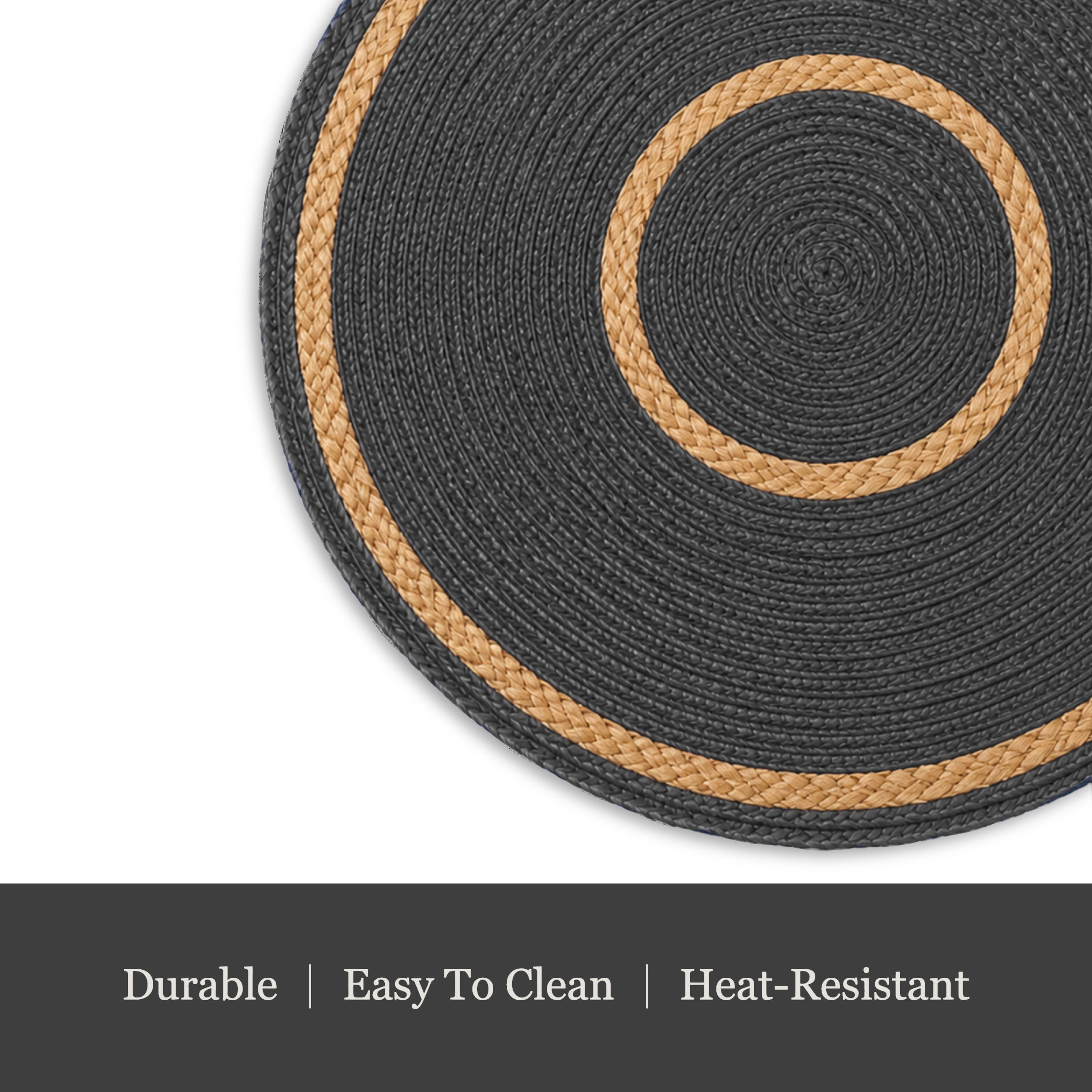 Dainty Home Set of 6 Placemats | Elegant and Durable | 15x15 in Round Woven Non-Slip Washable Place Mats | Tear-Resistant Heat | Resistant Placemats