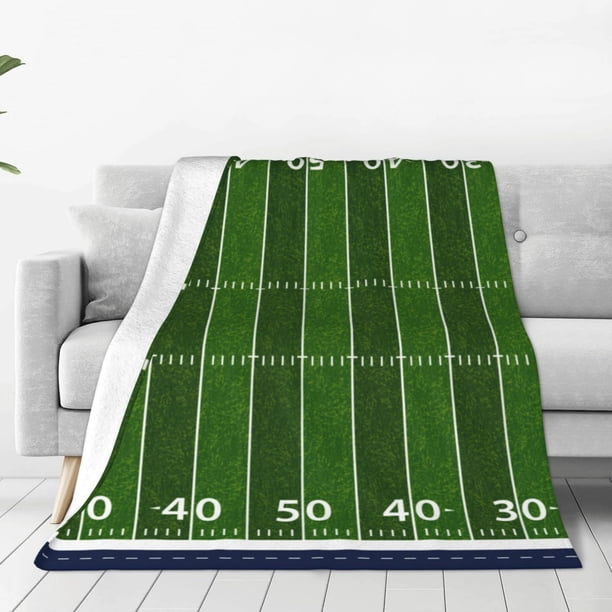 Fotbe American Football Field Manta de Franela Acolchonada con Estampado, Súper Suave y Esponjosa, Extra Grande para Sofá, Cama, Uso Todo el Año-50"x40"