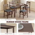 thumbnail image 4 of HOMCOM 5-Piece Solid Wood Dining Table Set for 4, Farmhouse Kitchen Table with Upholstered Chairs for Small Space, Dining Room, Walnut, 4 of 9