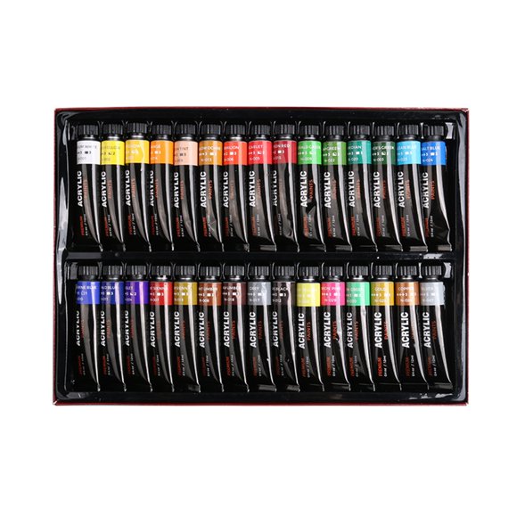 12/24/30 Colors Acrylic Paint Set Rich Pigments Colors 12ml/Tube Non Toxic Non Fading Perfect for Canvas Wood Stone Wall Ceramic Fabric Paper Art Crafts for Students Adults Artist Painter Beginners