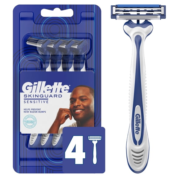 Gillette Skin Guard Sensitive Disposable Razors for Men, Blue, 4 Razors