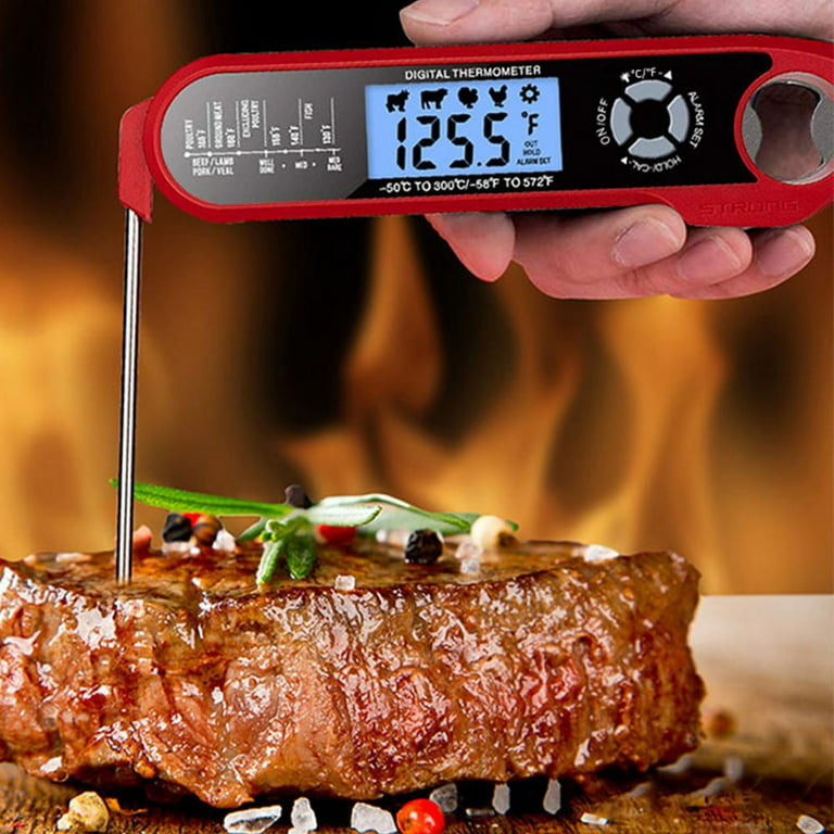 YEVEETTE Digital Meat Thermometer, Instant Read Food Thermometer with  Magnet & Foldable Probe, IP67 Waterproof Cooking Thermometer with LED  Backlit