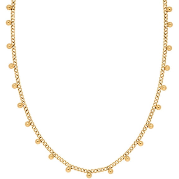 Stainless Steel Beaded Chain Style Collar Necklace