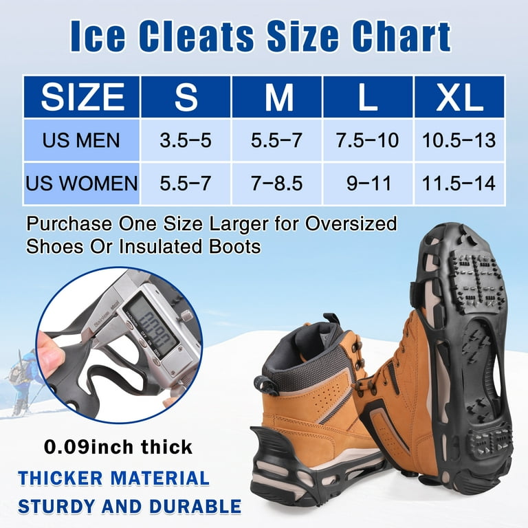 OROOTL Ice Cleats for Shoes and Boots, Snow Traction Cleats Crampons for  Women Men Kids Anti Slip 24 Studs Shoes Walk Traction Cleats on Snow and Ice