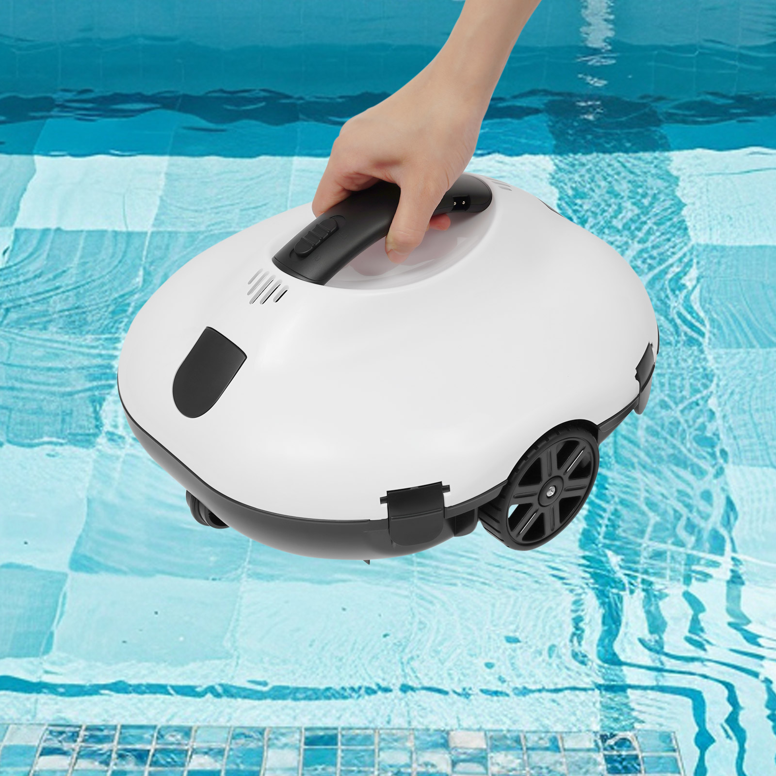 Automatic Robotic Pool Cleaner for Swimming Pools with a Bottom Area within 861.11ft² and a Maximum Water Depth of 9.84ft for Removing Sand, Stones, Hair, Debris and Other Sundries