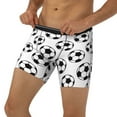 thumbnail image 2 of Mens Extended Length Boxer Briefs - Soccer Football Balls White Cool Underwear Boxer Briefs with Elastic Band, 2 of 5