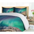 thumbnail image 5 of Ambesonne Nature Duvet Cover Set, Aurora Borealis, 2-Calking, Jade Green, 5 of 7