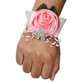thumbnail image 1 of Cateissary Ramillete de muñeca de rosa satinada hecho a mano elegante de tela para bodas y graduaciones elástica única N5 rosa Type3 NO3, 1 of 6