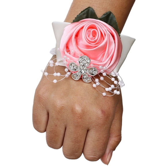 Toystoory Ramillete de muñeca de rosa satinada hecho a mano elegante de tela para bodas y graduaciones elástica única N5 rosa Type3 NO3