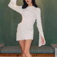 thumbnail image 5 of Womans Cut Out Sexy Bodycon Dress Tie Novelty Bubble Trendy Sexy Y2k Pagoda Long Sleeve Mini Club Dress, 5 of 5