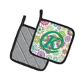 thumbnail image 2 of Letter K Flowers Pink Teal Green Initial Pair of Pot Holders, 2 of 2
