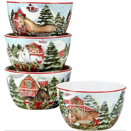 

Homestead Christmas 5.25 Ice Cream/Dessert Bowls Set of 4 Multicolor