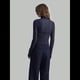 thumbnail image 5 of Top de Larga Ajustado de de Color Liso con Cuello Alto para Mujer, Camisa Transparente. Azul Oscuro S, 5 of 6