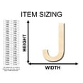 thumbnail image 2 of Unfinished Wood Arial Letter J Shape - Craft - up to 46" DIY 10" / 3/4", 2 of 3