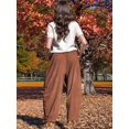 thumbnail image 5 of Women'S Corduroy Pants Baggy Wide Leg Pants Casual Elastic Waisted Palazzo Harem Pants with Pockets Brown M, 5 of 8