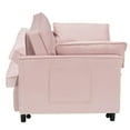 thumbnail image 7 of 3 in 1 Sleeper Sofa Couch Bed,Velvet Convertible Futon Sofa Bed with Pull Out Bed and Adjustable Backrest,Lounge Chaise Armchair Sofa for Living Room Bedroom Apartment,Pink, 7 of 7