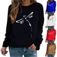 thumbnail image 3 of EQWLJWE Chandails Imprimés Libellule pour Femmes, Tunique Décontractée à Manches Longues, Col Rond, Blouses, Chandails en Molleton d'Halloween pour Femmes, 3 of 8