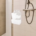 thumbnail image 4 of Organizador de puerta de armario, cesta colgante de ducha de doble capa, sin taladro, organizador de baño montado en la pared, color blanco, 4 of 5