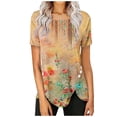 thumbnail image 1 of Qiopertar T-Shirts d'Été Mode Décontractée Col Rond Imprimé Manches Courtes Blouse Confortable pour Femmes Grandes Économies de Vacances! Offres de la Semaine Liquidation, 1 of 4