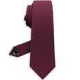 thumbnail image 1 of Burgundy Tie Premium Mens Slim Marsala Oxford Matt Necktie Tuxedo Classic Maroon Skinny Tie Thin Corbatas (Merlot Red, Slim 2.35"), 1 of 6