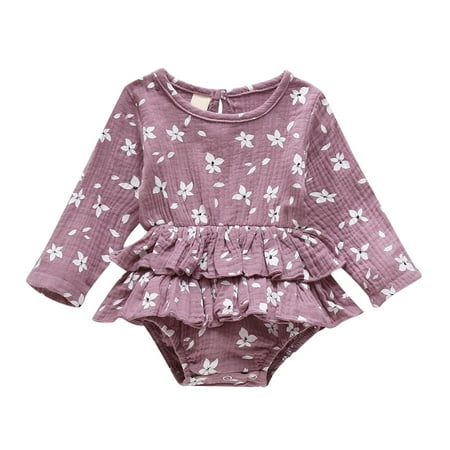 

Rovga Kids Girls Baby Toddler Bodysuits Outfits Floral Prints Long Sleeves Jumpsuit Romper Cute Clothes