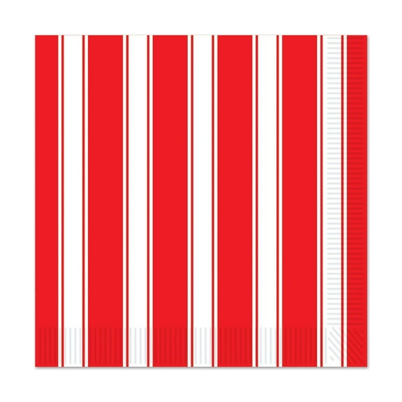 192 Pack Beistle Red/White Stripes Party Luncheon Napkins