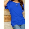 thumbnail image 2 of Women's Casual Short Sleeve Dolman Boat Neck Summer T Shirts with pleats Size S-3XL, 2 of 4