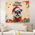 thumbnail image 2 of Merry Christmas Santa Schnauzer Scarf Twinkling Lights Xmas Holiday Tapestry Miniature Schnauzer Dog Lover Wall Hanging Backdrop Home Decor - 00022, 2 of 5