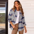 thumbnail image 2 of REDHOTYPE Nouvelle Mode Veste à Col Polyvalent Cardigan Décontracté Chemise à Carreaux Manches Longues, 2 of 3