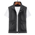 thumbnail image 2 of Atkumj Men Fishing Vest Fashion Multi‑Functional Stand Collar Zip Up Drawstring Hem Oversized Vests Casual Solid Color Loose Mens Outerwear Vests for Outdoor Activity 3XL, 2 of 8