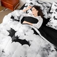 thumbnail image 3 of Homewish Watercolor Bat Silhouette Twin Bedding, Halloween Spooky Animal Bedding Comforter Set, Black Reversible, 7 Pieces, 3 of 7