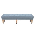thumbnail image 6 of Bowery Hill Upholstered 62" Long Bench Wood Legs in Washed Blue Linen Fabric, 6 of 9