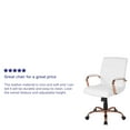 thumbnail image 6 of Emma + Oliver Mid-Back White LeatherSoft Executive Swivel Office Chair - Rose Gold Frame/Arms, 6 of 14